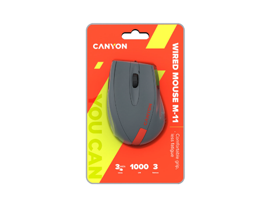 Մկնիկ CANYON Mouse M-11 Grey-Red CNE-CMS11DG 2
