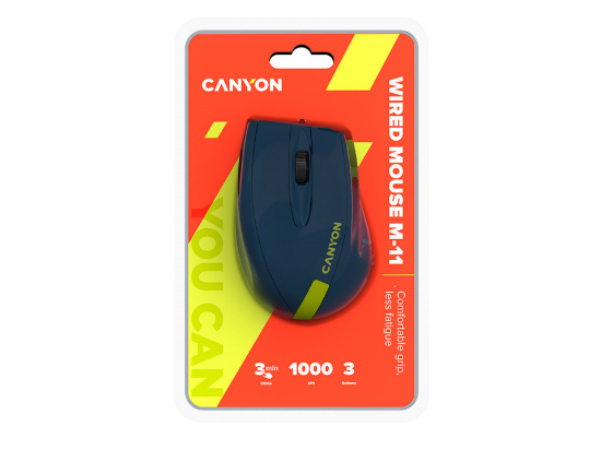 Մկնիկ CANYON Mouse M-11 Blue-Yellow CNE-CMS11BY  1