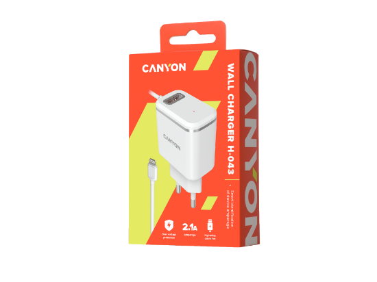 CANYON H-043 Universal 1xUSB charger White CNE-CHA043WS2