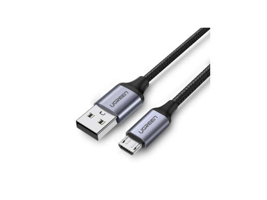UGREEN US290 USB 2.0 A to Micro USB Cable Nickel Plating Aluminum Braid 0.5m Black