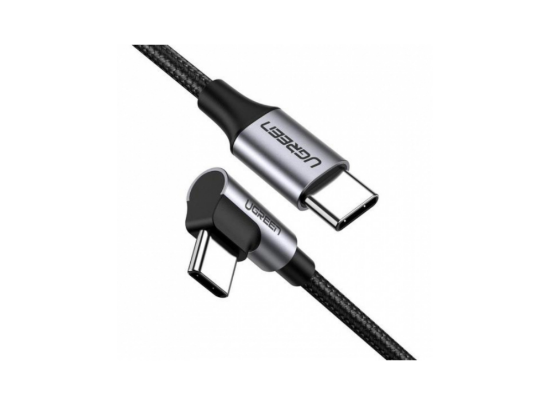 UGREEN US255 USB-C to Angled USB 2.0-C Round Cable M/MN Aluminum Shell Nickel Plating 1m Gray Black1