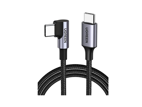 UGREEN US255 USB-C to Angled USB 2.0-C Round Cable M/MN Aluminum Shell Nickel Plating 1m Gray Black2