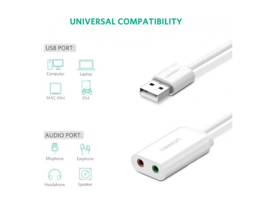 UGREEN US205 USB 2.0 External Sound Adapter (White)1