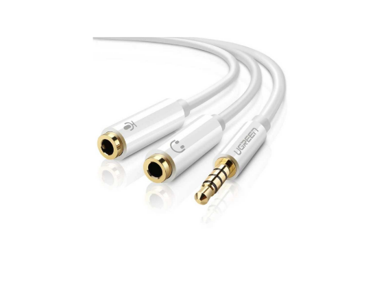 UGREEN AV134 3.5mm Male to 2 Female Audio Cable 25cm (White)2