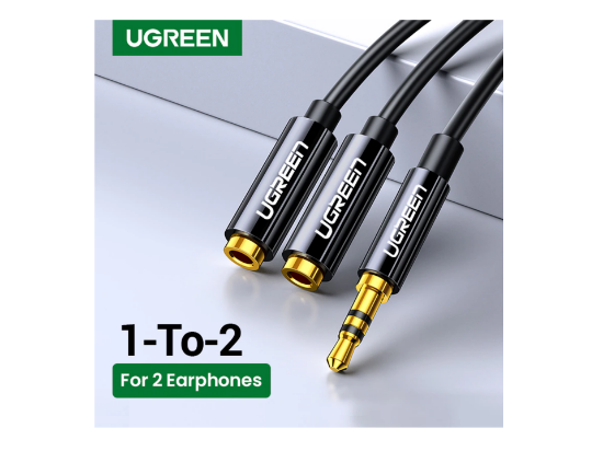 UGREEN AV134 3.5mm Male to 2 Female Audio Cable 20cm (Black)1
