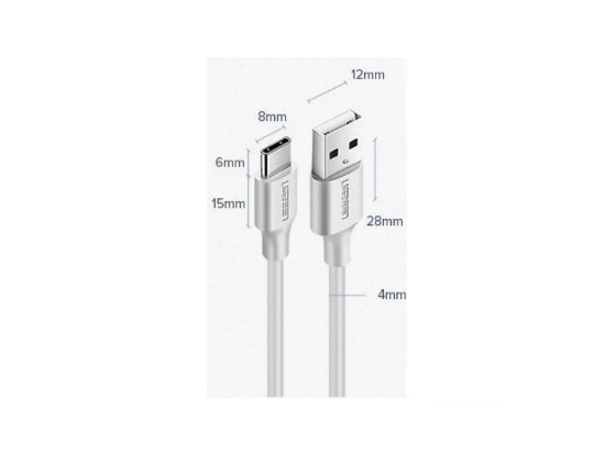 UGREEN US287 USB-A 2.0 to USB-C Cable Nickel Plating 1.5m White1