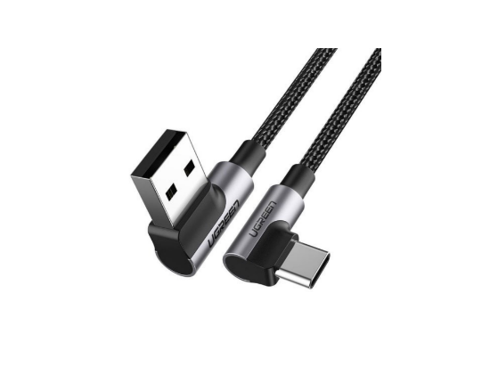 UGREEN US176 Angled USB-A 2.0 to Type-C Cable Nickel Plating Aluminum Shell 1m Black