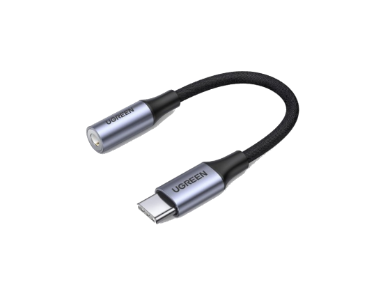 UGREEN AV161 USB-C to 3.5mm M/F Cable Aluminum Shell with Braided 10cm Space Gray
