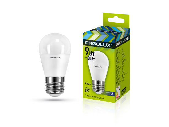 Ergolux LED-G45-9W-E27-6K - ի նկար