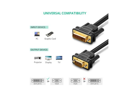 UGREEN DV102 11617 DVI (24+5) Male to VGA Male Cable 1.5m (Black)2