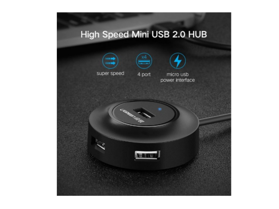 UGREEN CR106 20277 USB 2.0 Hub 4 Ports 1m (Black)1