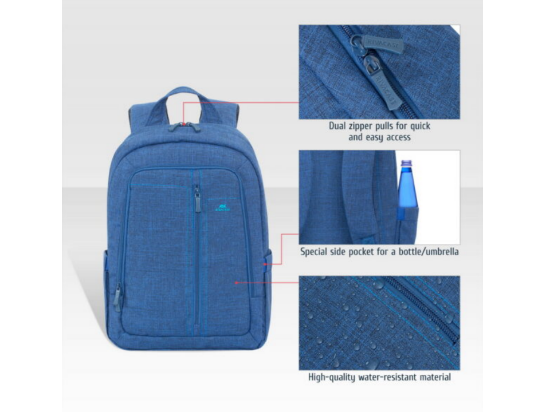 Rivacase 7560 blue Laptop Canvas Backpack