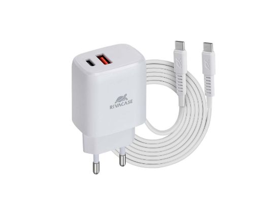 Rivacase PS4192 WD4 wall charger white 20W PD/QC 3.0/ 1 USB-C + USB-A, with Type С-Type C cable, 12/