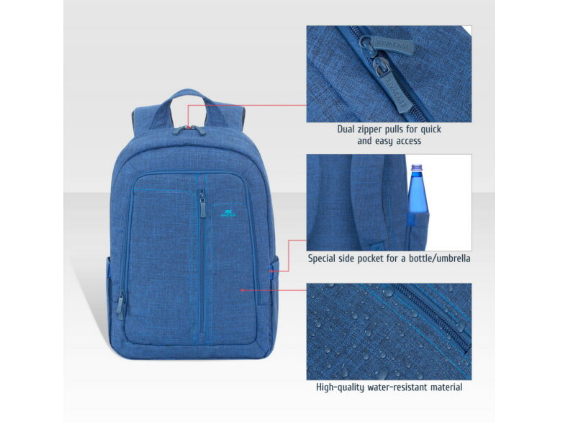 Պայուսակ Rivacase 7560 blue Laptop Canvas Backpack - ի նկար