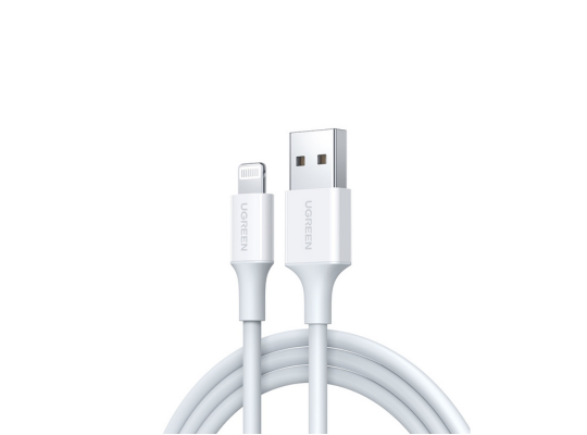 Picture of Cable Ugreen US155 20728 USB-A Male to Lightning Male Cable Nickel Plating 1m (White)