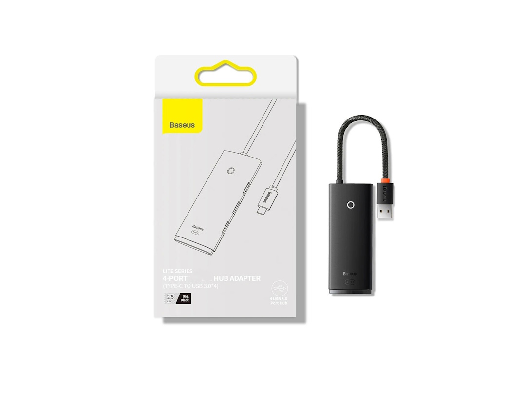 Picture of DOK station Baseus Lite Series 4-Port USB-A HUB ADAPTER (USB-A TO USB 3.0 * 4) 1M Black WKQx030101