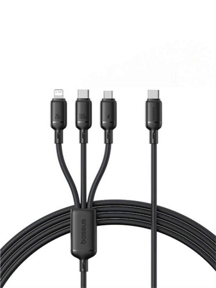 Picture of Cable OS-Baseus Silky One-for-Three Fast Charging Cable USB-C to M L C 100W 1.5m Cosmic Black P10377706123-00