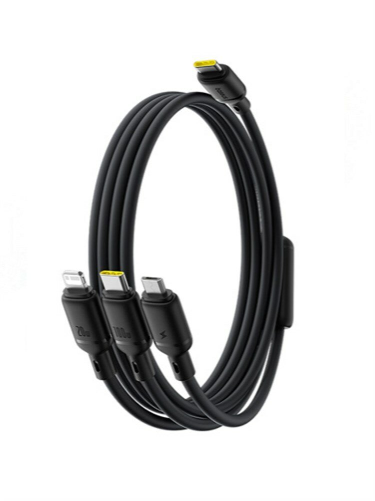 Picture of Cable OS-Baseus Silky One-for-Three Fast Charging Cable USB-C to M L C 100W 1.5m Cosmic Black P10377706123-00