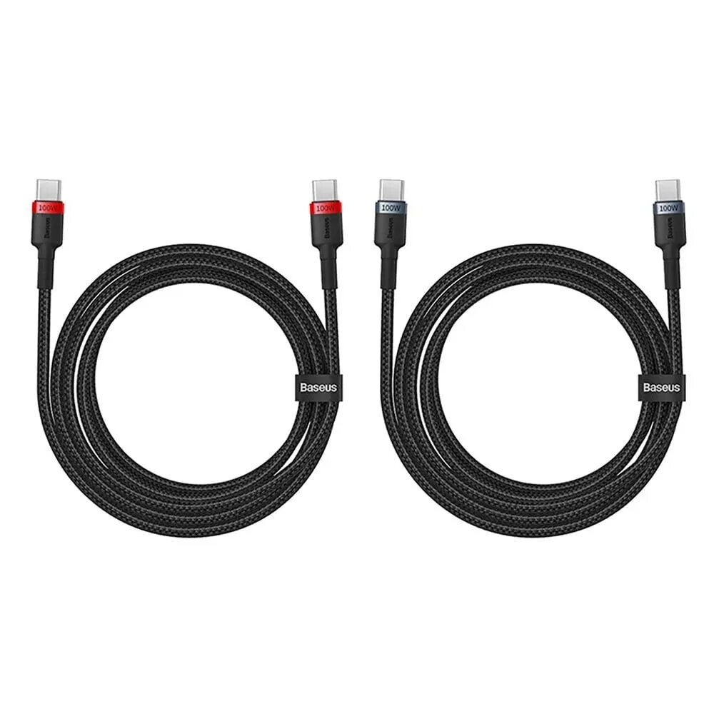 Picture of Cable Baseus Cafule Charging Cable USB-C to USB-C 100W 2M 2PCS Red Black Grey Black P10318306003-01
