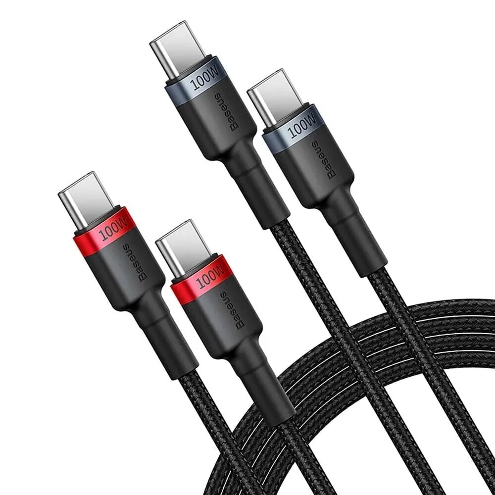 Picture of Cable Baseus Cafule Charging Cable USB-C to USB-C 100W 2M 2PCS Red Black Grey Black P10318306003-01