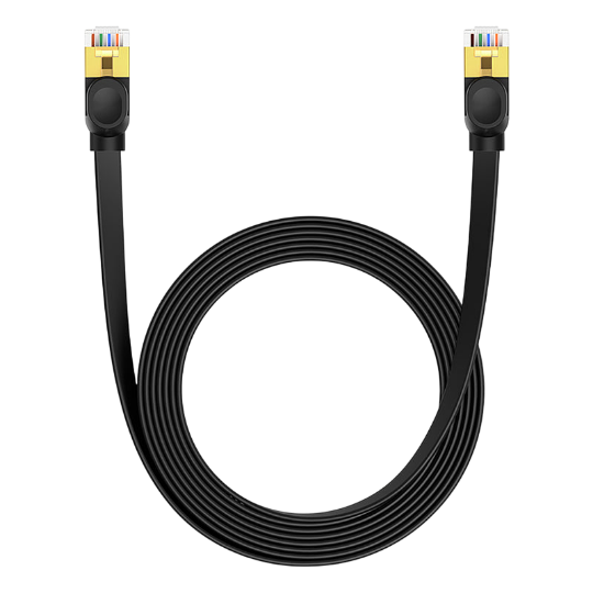 Picture of Cable Patch Cord Baseus High Speed ​​Cat7 10Gigabit Ethernet Cable (Flat Cable) 1M Cluster Black B00133207111-01